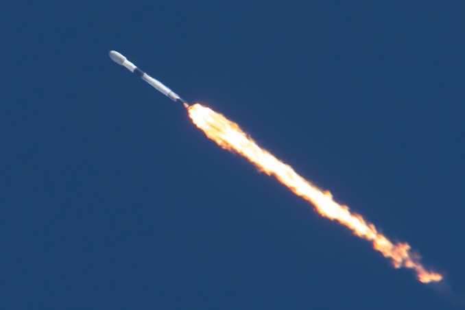 A SpaceX Falcon 9 rocket climbs above Vandenberg Space Force Station on the Starlink 17-41 mission, May 30, 2026.